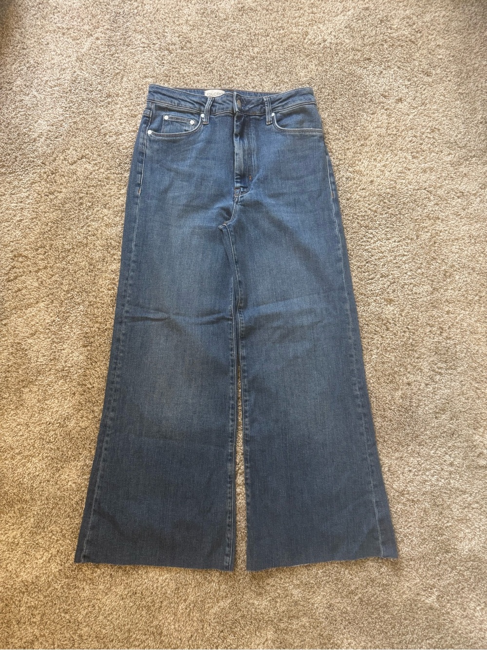 Anthropologie Pilcro Wide Leg Crop Raw Hem Denim Jeans